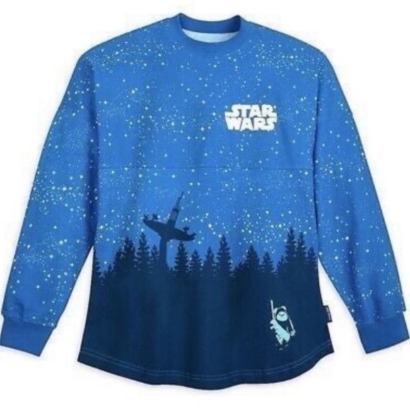 Disney Tops - Disney Parks Star Wars ENDOR Spirit Jersey Ewok Blue Starry Sky Size Small
